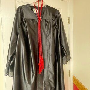 Herff Jones Black Graduation Gown for Height 5'7" to 5'8", Used 1 time